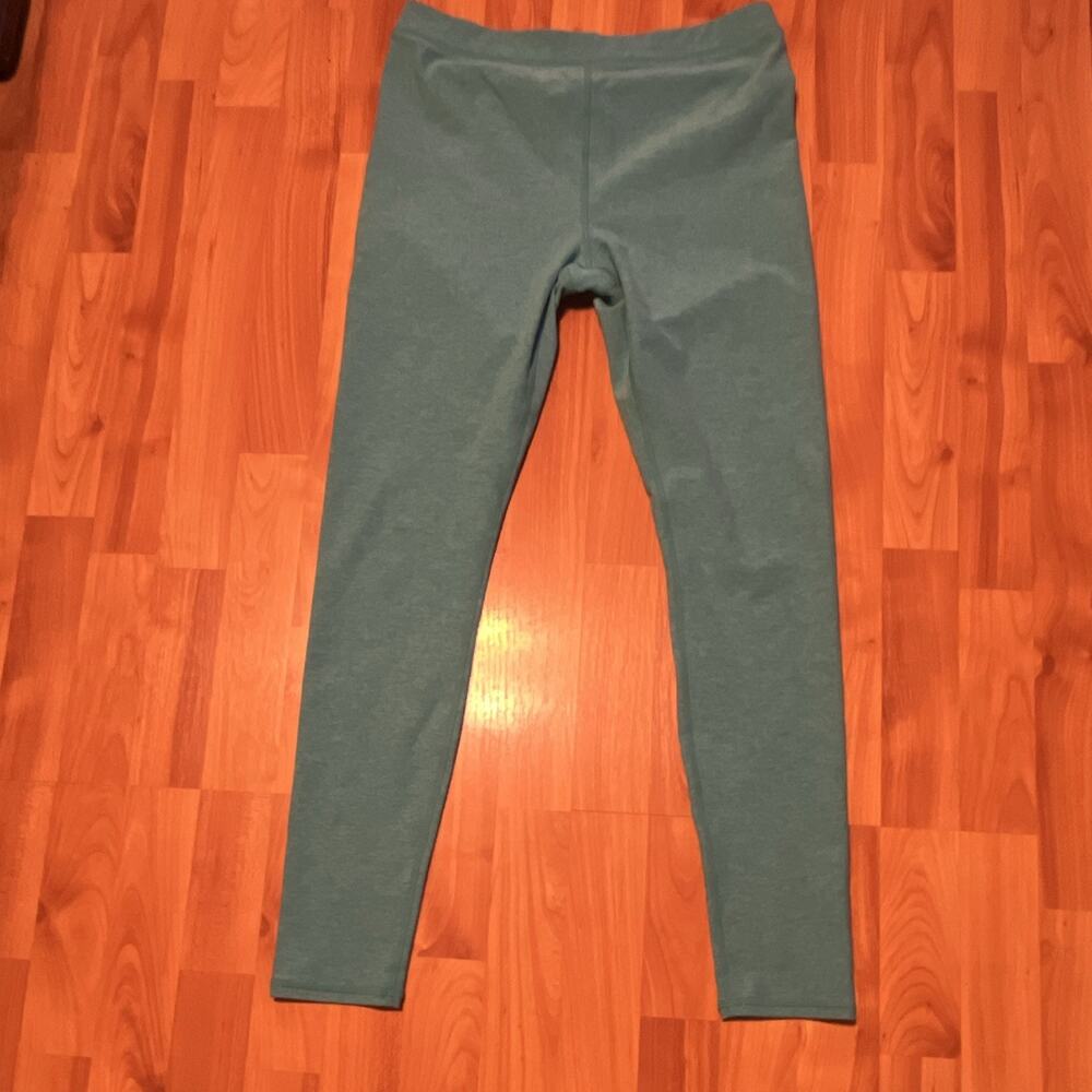 Alo Yoga Women's L Teal High Waisted Solid/Plain Ankle Leggings w/ Logo Accents